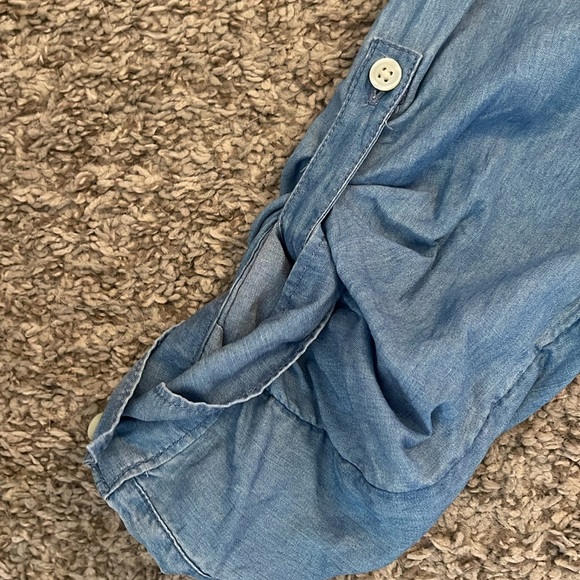SO Ladies Blue Chambray Roll Up Long Sleeve Shirt Dress GUC Size XL Soft & Light - Picture 8 of 8
